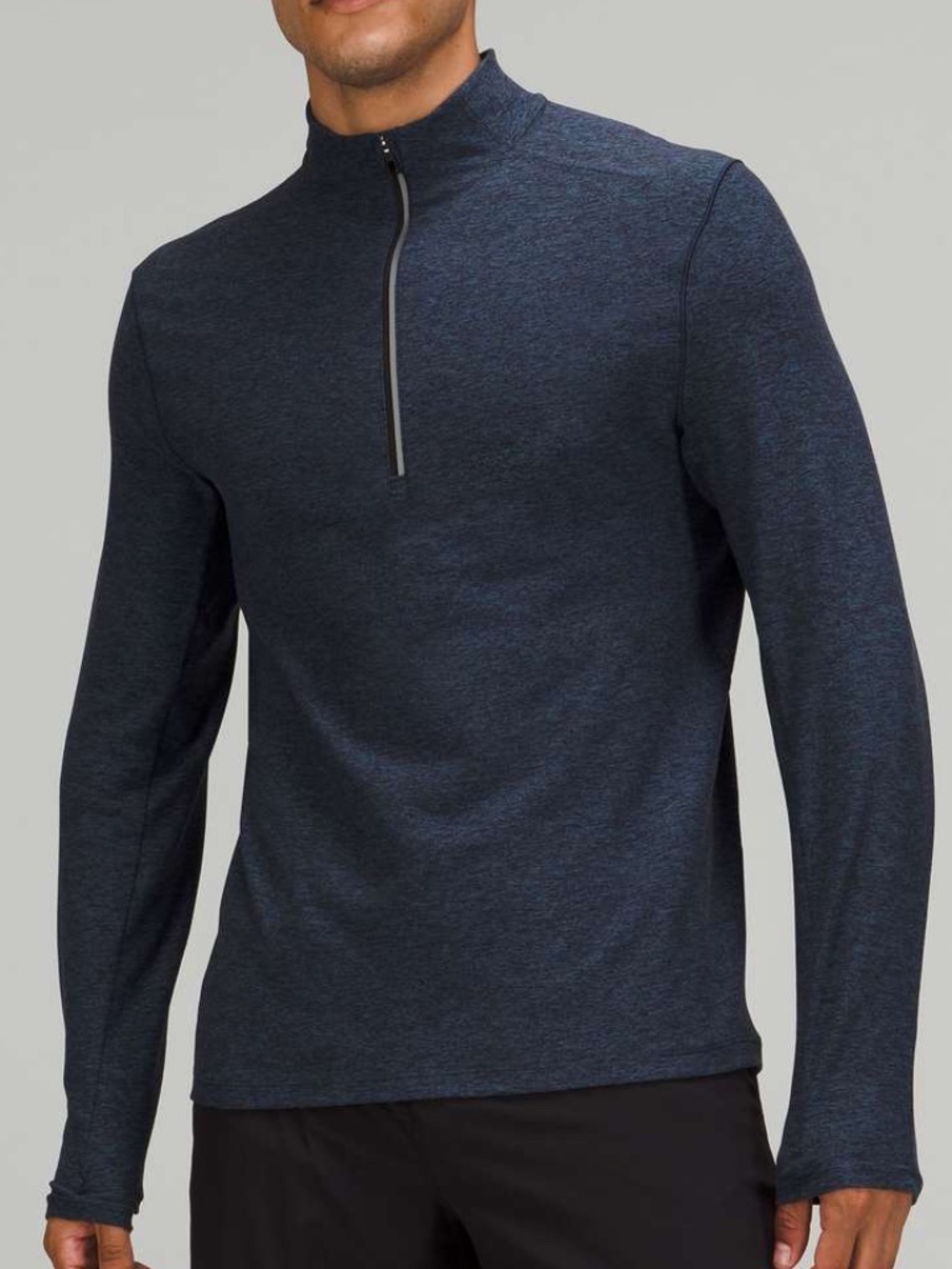 Lululemon Surge Warm Quarter zip Long-Sleeve Crew, Heathered Navy